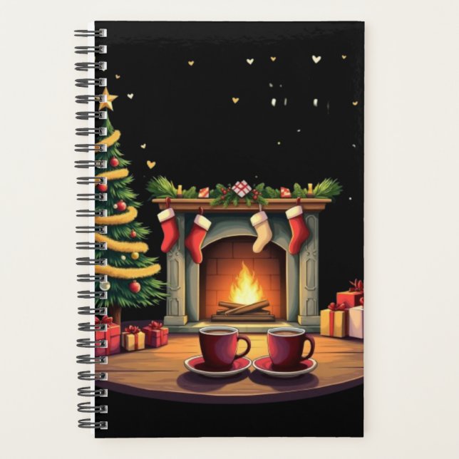 Cozy Christmas Eve Fireplace Scene | Nostalgic  Planner (Front)