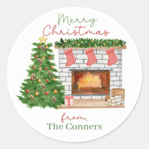 Cozy Christmas Fireplace gift stickers