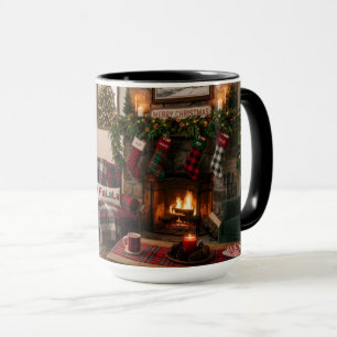 Cozy Christmas Fireplace Holiday Mug