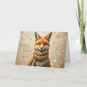 Cozy Christmas Fox Art Warm Winter Woodland Card