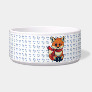 Cozy Christmas Fox Ceramic Pet Bowl