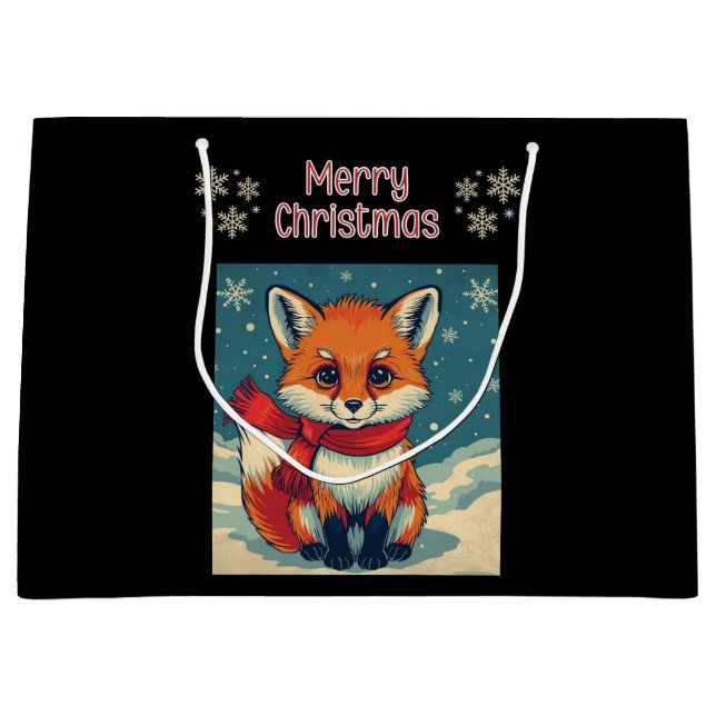 Cozy Christmas Fox Gift Bag (Front)