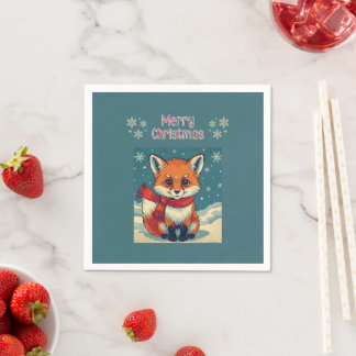 Cozy Christmas Fox Paper Napkin