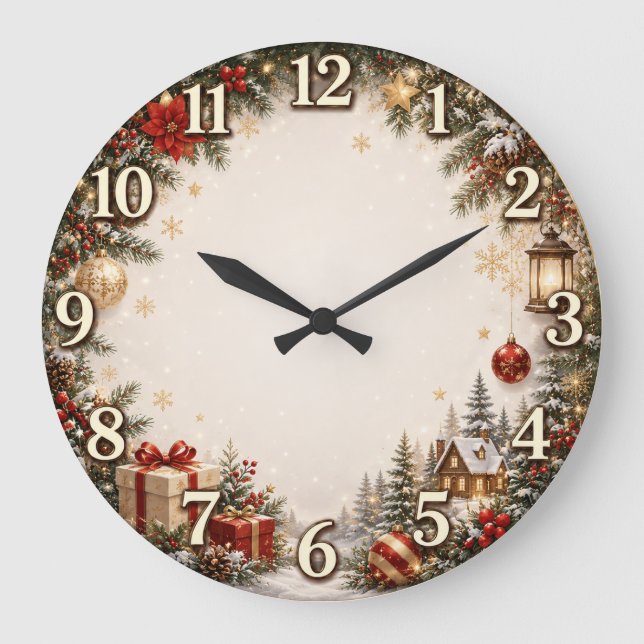  Cozy Christmas Gift Wall Clock (Front)