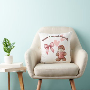 Cozy Christmas Gingerbread Coquette Sweet Throw Pillow