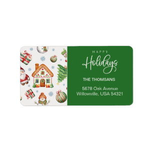 Cozy Christmas Gingerbread Pattern Return Address Label