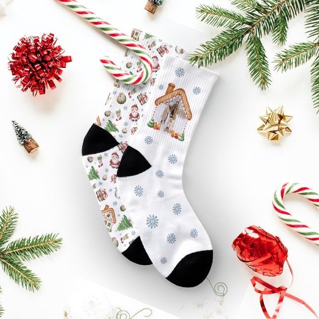 Cozy Christmas Gingerbred Photo Photo Pattern Socks (Cozy Christmas Gingerbred Photo Photo Pattern Socks)