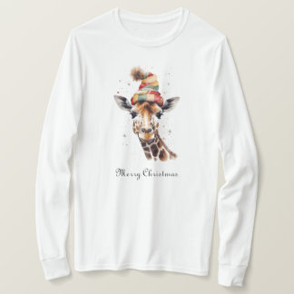 Cozy Christmas Giraffe, custom T-Shirt