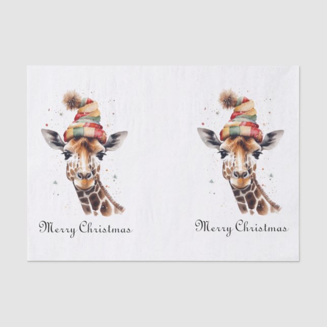 Cozy Christmas Giraffe, custom Tissue Paper (Front)