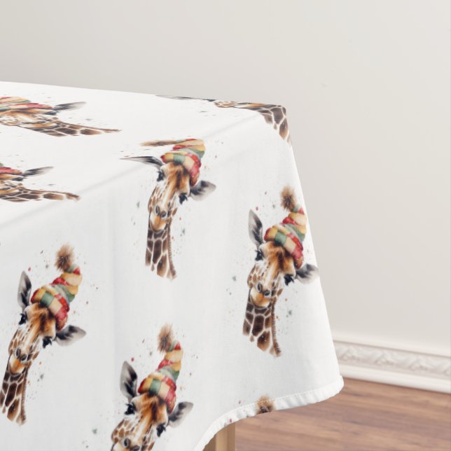 Cozy Christmas Giraffe Tablecloth (In Situ)