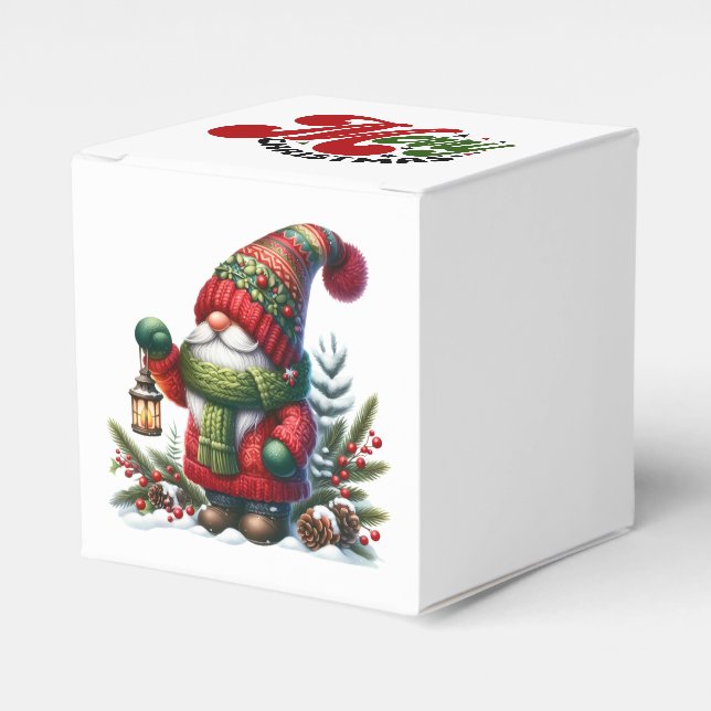 Cozy Christmas Gnome Art – Festive Holiday Favor Box (Front Side)