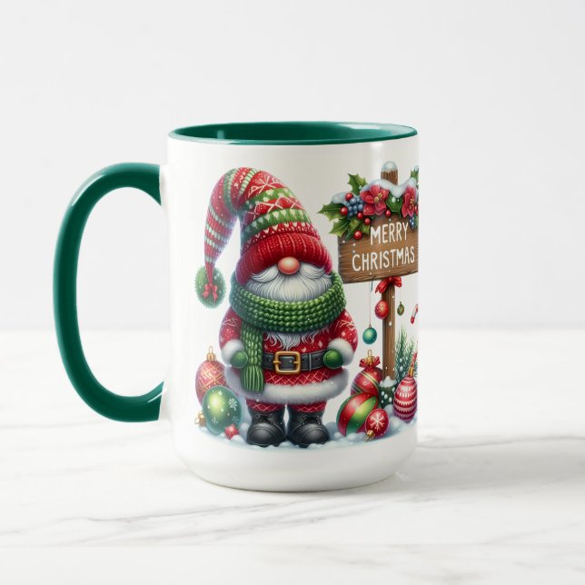 Cozy Christmas Gnome Art – Festive Holiday Mug (Left)