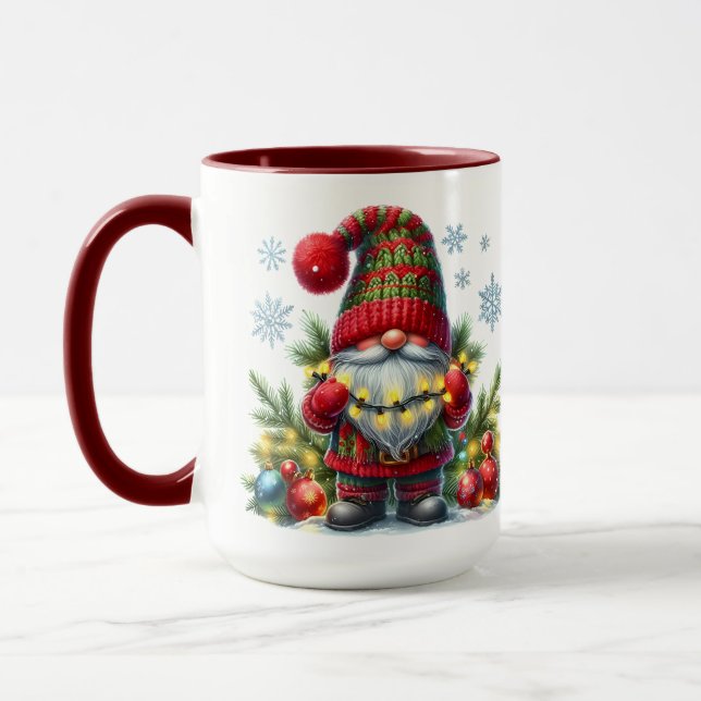 Cozy Christmas Gnome Art – Festive Holiday Mug (Left)