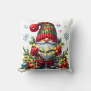 Cozy Christmas Gnome Art – Festive Holiday Throw Pillow