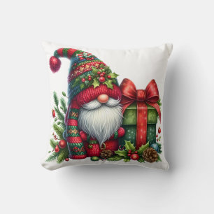 Cozy Christmas Gnome Art – Festive Holiday Throw Pillow