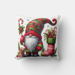Cozy Christmas Gnome Art – Festive Holiday Throw Pillow