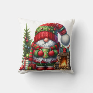 Cozy Christmas Gnome Art – Festive Holiday Throw Pillow