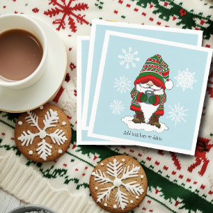 Cozy Christmas Gnome Red Green Winter Cute Napkin