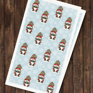 Cozy Christmas Gnome Red Green Winter Cute Napkin