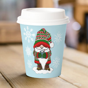 Cozy Christmas Gnome Red Green Winter Cute Paper Cups