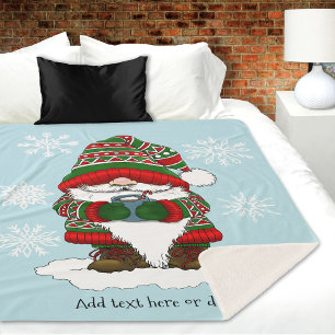 Cozy Christmas Gnome Red Green Winter Cute Sherpa Blanket
