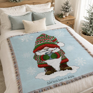 Cozy Christmas Gnome Red Green Winter Cute Throw Blanket