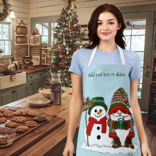 Cozy Christmas Gnome Snowman Winter Holiday Cute Apron