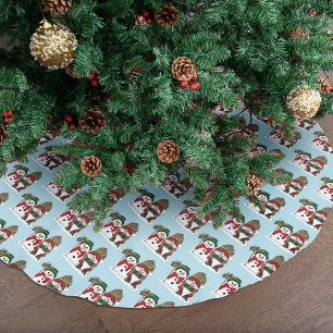 Cozy Christmas Gnome Snowman Winter Holiday Cute Brushed Polyester Tree Skirt