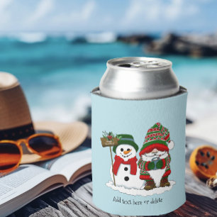 Cozy Christmas Gnome Snowman Winter Holiday Cute Can Cooler
