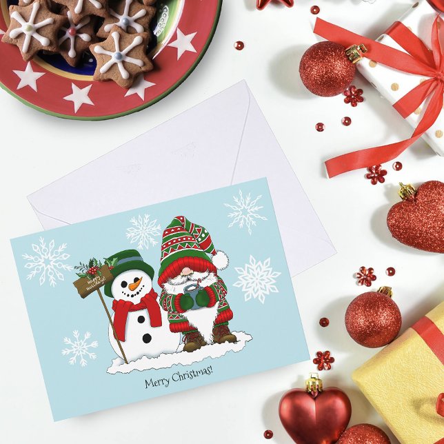 Cozy Christmas Gnome Snowman Winter Holiday Cute Card (Creator Uploaded)
