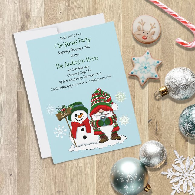 Cozy Christmas Gnome Snowman Winter Holiday Cute Invitation (Creator Uploaded)
