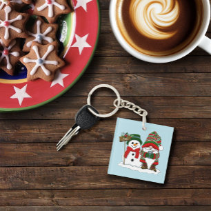 Cozy Christmas Gnome Snowman Winter Holiday Cute Keychain