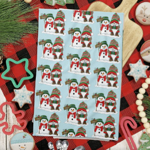 Cozy Christmas Gnome Snowman Winter Holiday Cute Kitchen Towel