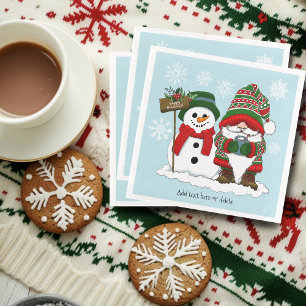 Cozy Christmas Gnome Snowman Winter Holiday Cute Napkin