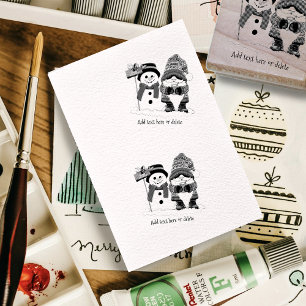 Cozy Christmas Gnome Snowman Winter Holiday Cute Rubber Stamp