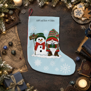 Cozy Christmas Gnome Snowman Winter Holiday Cute Small Christmas Stocking