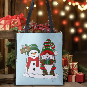 Cozy Christmas Gnome Snowman Winter Holiday Cute Tote Bag