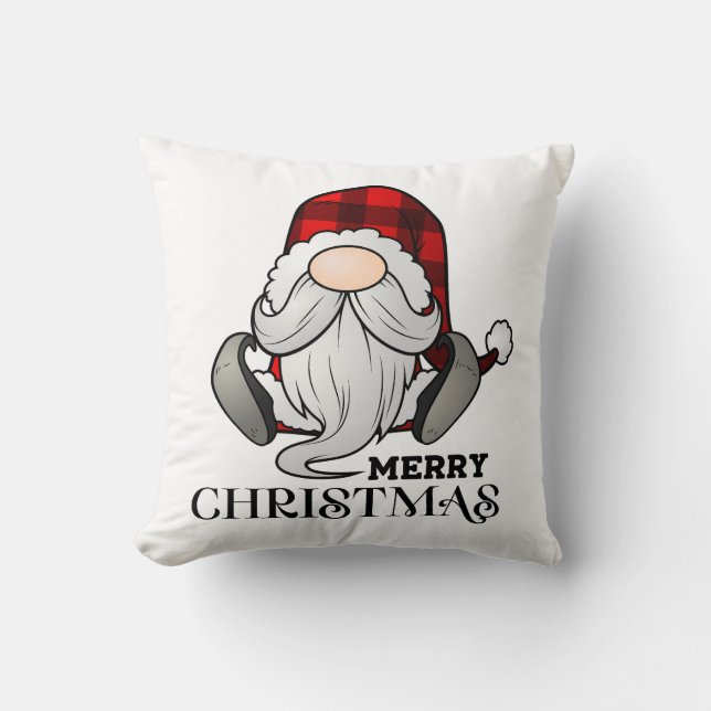 Cozy Christmas Gnome Throw Pillow (Front)
