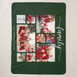 Cozy Christmas Holiday Family 9 Photo Collage Sherpa Blanket
