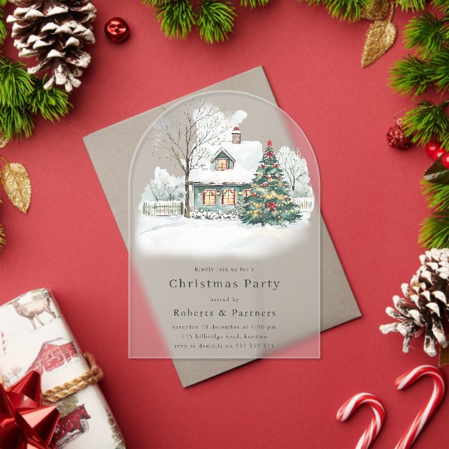 Cozy Christmas Holiday or Christmas Party Acrylic Invitations (Insitu (Holiday))