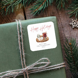 Cozy Christmas Holiday Square Sticker