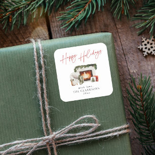Cozy Christmas Holiday Square Sticker