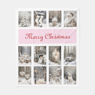Cozy Christmas Holiday Winter Scenes Fleece Blanket