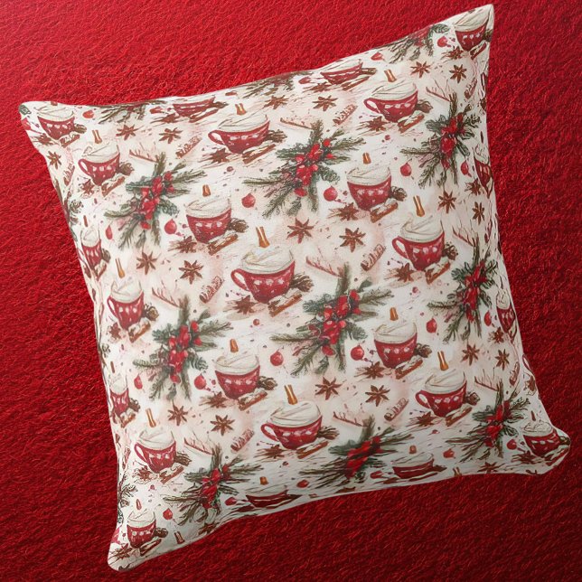 Cozy Christmas Hot Cocoa Throw Pillow (cosy christmas 1)