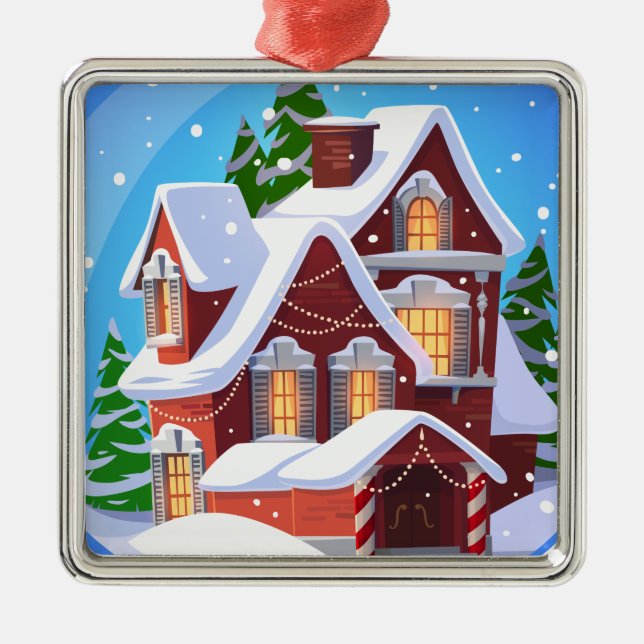 Cozy Christmas House Ornament (Front)