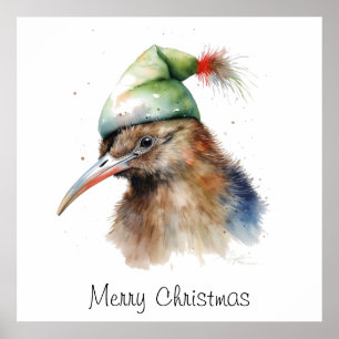 Cozy Christmas Kiwi, custom Poster