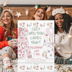 Cozy Christmas Ladies Night Party Festive Pyjamas Invitation