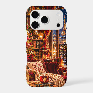 Cozy Christmas Library in Paris iPhone 17 Pro Case
