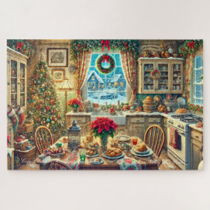 Cozy Christmas Morning in the Kitchen Jigsaw Puzzle