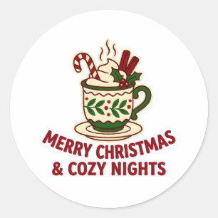 Cozy Christmas Mug Night Classic Round Sticker